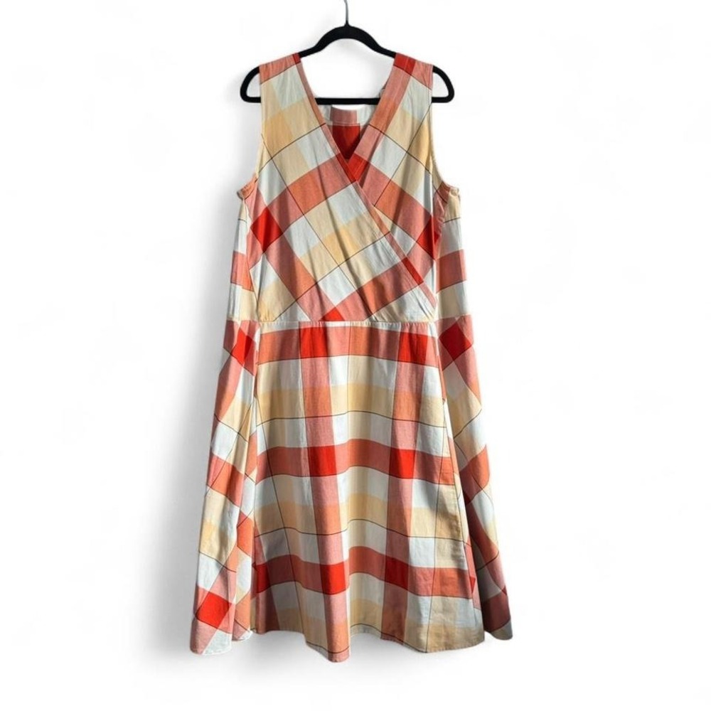 Kowtow Theatre Midi Dress Women's Size XL Plaid Reversible 100% Organic Cotton - Picture 3 of 8